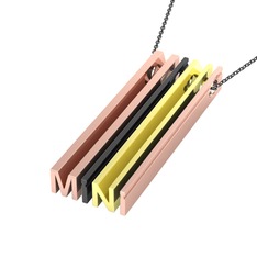 Gizli Harf Kolye (Dört Karakter) - 14 ayar rose altın kolye (40 cm gümüş rolo zincir) #n8excq