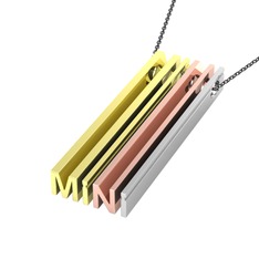 Gizli Harf Kolye (Dört Karakter) - 8 ayar altın kolye (40 cm gümüş rolo zincir) #ngx286