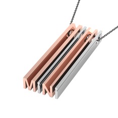 Gizli Harf Kolye (Dört Karakter) - 8 ayar rose altın kolye (40 cm gümüş rolo zincir) #nr0nyg