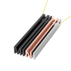 Gizli Harf Kolye (Dört Karakter) - 925 ayar siyah rodyum kaplama gümüş kolye (40 cm altın rolo zincir) #nv8q8o