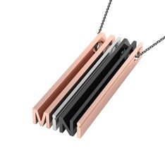 Gizli Harf Kolye (Dört Karakter) - 8 ayar rose altın kolye (40 cm gümüş rolo zincir) #q6kh4i