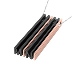 Gizli Harf Kolye (Dört Karakter) - 925 ayar siyah rodyum kaplama gümüş kolye (40 cm gümüş rolo zincir) #qet1x7