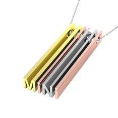 Gizli Harf Kolye (Dört Karakter) - 8 ayar altın kolye (40 cm beyaz altın rolo zincir) #qntghd