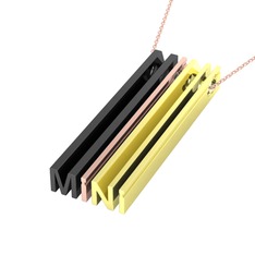 Gizli Harf Kolye (Dört Karakter) - 925 ayar siyah rodyum kaplama gümüş kolye (40 cm rose altın rolo zincir) #s4d0jc