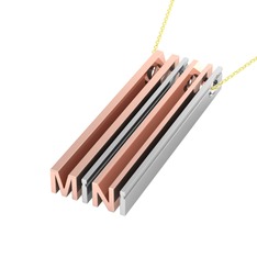 Gizli Harf Kolye (Dört Karakter) - 14 ayar rose altın kolye (40 cm altın rolo zincir) #x1qafx