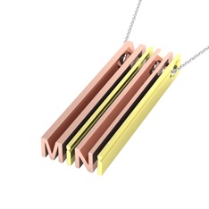 Gizli Harf Kolye (Dört Karakter) - 18 ayar rose altın kolye (40 cm beyaz altın rolo zincir) #x1umqc