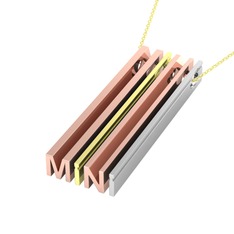 Gizli Harf Kolye (Dört Karakter) - 925 ayar rose altın kaplama gümüş kolye (40 cm altın rolo zincir) #xj1jsi