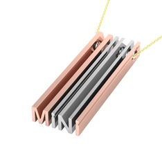 Gizli Harf Kolye (Dört Karakter) - 8 ayar rose altın kolye (40 cm gümüş rolo zincir) #yv2nu9