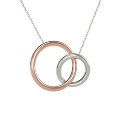 İkili Daire Kolye - 8 ayar rose altın kolye (40 cm beyaz altın rolo zincir) #146p3hv