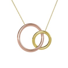 İkili Daire Kolye - 8 ayar rose altın kolye (40 cm altın rolo zincir) #1ji9mng