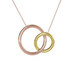 İkili Daire Kolye - 8 ayar rose altın kolye (40 cm rose altın rolo zincir) #1w2o3e6