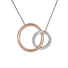 İkili Daire Kolye - 8 ayar rose altın kolye (40 cm gümüş rolo zincir) #2qhgzt