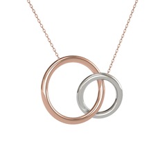 İkili Daire Kolye - 8 ayar rose altın kolye (40 cm rose altın rolo zincir) #42s47k