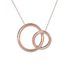 İkili Daire Kolye - 18 ayar rose altın kolye (40 cm rose altın rolo zincir) #4i7cuo