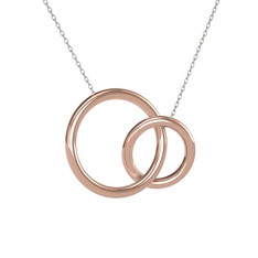 İkili Daire Kolye - 18 ayar rose altın kolye (40 cm beyaz altın rolo zincir) #591zna