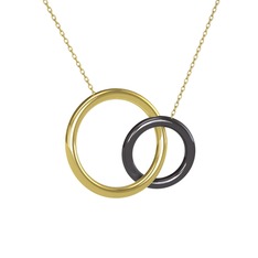 İkili Daire Kolye - 18 ayar altın kolye (40 cm altın rolo zincir) #fqwq5o