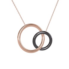 İkili Daire Kolye - 8 ayar rose altın kolye (40 cm rose altın rolo zincir) #n4746