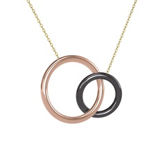 İkili Daire Kolye - 925 ayar rose altın kaplama gümüş kolye (40 cm altın rolo zincir) #q7q0p2