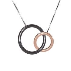 İkili Daire Kolye - 925 ayar siyah rodyum kaplama gümüş kolye (40 cm gümüş rolo zincir) #yrdrtv