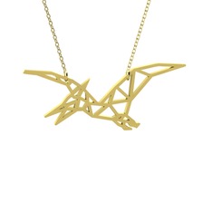 Origami Pteranodon Kolye - 14 ayar altın kolye (40 cm altın rolo zincir) #1yrmzbv