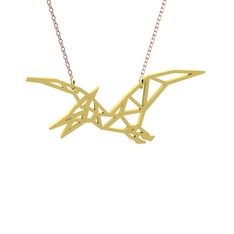 Origami Pteranodon Kolye - 14 ayar altın kolye (40 cm rose altın rolo zincir) #682c8e