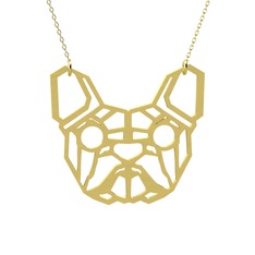 Origami French Bulldog Kolye - 8 ayar altın kolye (40 cm altın rolo zincir) #11lyqj7