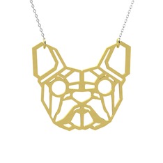 Origami French Bulldog Kolye - 925 ayar altın kaplama gümüş kolye (40 cm beyaz altın rolo zincir) #1a2dzy4