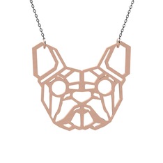 Origami French Bulldog Kolye - 14 ayar rose altın kolye (40 cm gümüş rolo zincir) #1hfc0z9