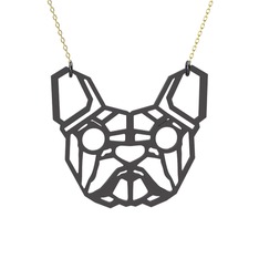 Origami French Bulldog Kolye - 925 ayar siyah rodyum kaplama gümüş kolye (40 cm altın rolo zincir) #1um0gf7