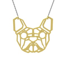 Origami French Bulldog Kolye - 14 ayar altın kolye (40 cm gümüş rolo zincir) #7ikgb2