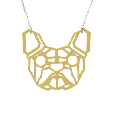 Origami French Bulldog Kolye - 8 ayar altın kolye (40 cm beyaz altın rolo zincir) #bya1dm