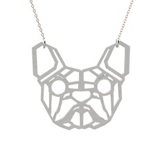 Origami French Bulldog Kolye - 18 ayar beyaz altın kolye (40 cm rose altın rolo zincir) #qzvhpl