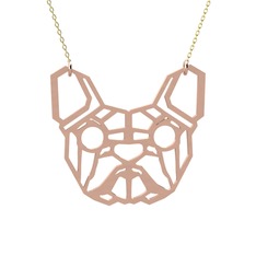 Origami French Bulldog Kolye - 14 ayar rose altın kolye (40 cm altın rolo zincir) #t7dbsh