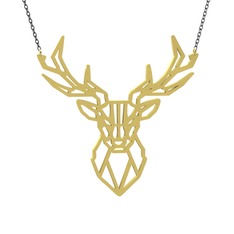 Origami Ren Geyiği Kolye - 925 ayar altın kaplama gümüş kolye (40 cm gümüş rolo zincir) #1x1citd