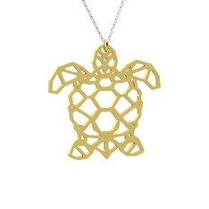 Origami Kaplumbağa Kolye - 925 ayar altın kaplama gümüş kolye (40 cm rose altın rolo zincir) #14hb8xh