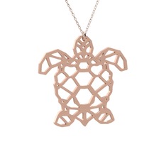Origami Kaplumbağa Kolye - 8 ayar rose altın kolye (40 cm rose altın rolo zincir) #1mi8iou