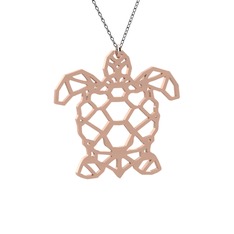 Origami Kaplumbağa Kolye - 8 ayar rose altın kolye (40 cm gümüş rolo zincir) #1naikjr