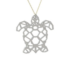 Origami Kaplumbağa Kolye - 925 ayar gümüş kolye (40 cm altın rolo zincir) #af9ryy