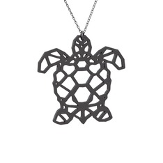 Origami Kaplumbağa Kolye - 925 ayar siyah rodyum kaplama gümüş kolye (40 cm gümüş rolo zincir) #lduc2f