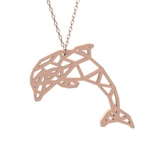 925 ayar rose altın kaplama gümüş kolye (40 cm rose altın rolo zincir)