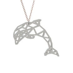 8 ayar beyaz altın kolye (40 cm rose altın rolo zincir)