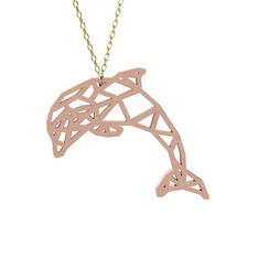 Origami Yunus Kolye - 14 ayar rose altın kolye (40 cm altın rolo zincir) #1noxk7i