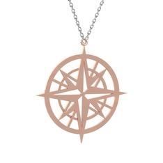 Vespucci Pusula Kolye - 14 ayar rose altın kolye (40 cm gümüş rolo zincir) #11spqm2
