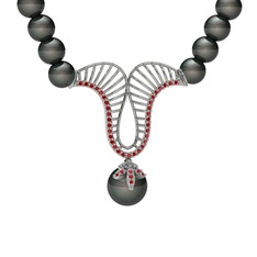 Norah İnci Kolye - Siyah inci ve garnet 925 ayar gümüş kolye #10yuzz3