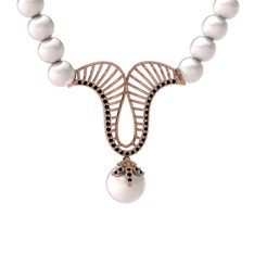 Norah İnci Kolye - Inci ve siyah zirkon 8 ayar rose altın kolye #13wuli9