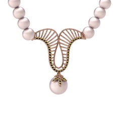 Norah İnci Kolye - Pembe inci ve peridot 925 ayar rose altın kaplama gümüş kolye #18l785i