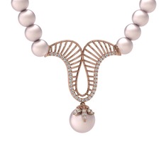 Norah İnci Kolye - Pembe inci ve swarovski 18 ayar rose altın kolye #1cqwtmn