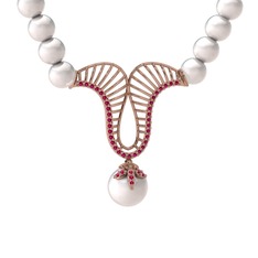 Norah İnci Kolye - Inci ve rodolit garnet 18 ayar rose altın kolye #1fj3xzn