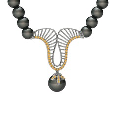 Norah İnci Kolye - Siyah inci ve sitrin 925 ayar gümüş kolye #1hhom0r