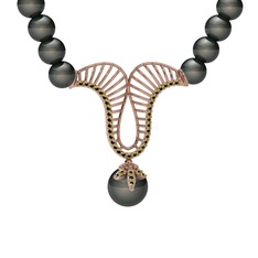 Norah İnci Kolye - Siyah inci ve peridot 925 ayar rose altın kaplama gümüş kolye #1iau49u
